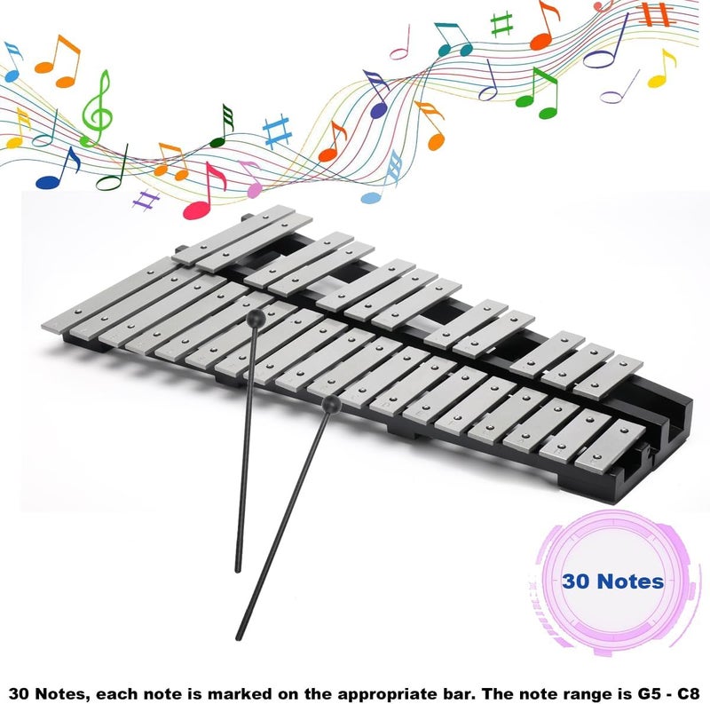 Lfhelper Foldable 30 Notes Glockenspiel Percussion Bell Kit with 2 Mallets, Shoulder Strap, Carrying Bag, for Kids, Students, Adults - Image 5